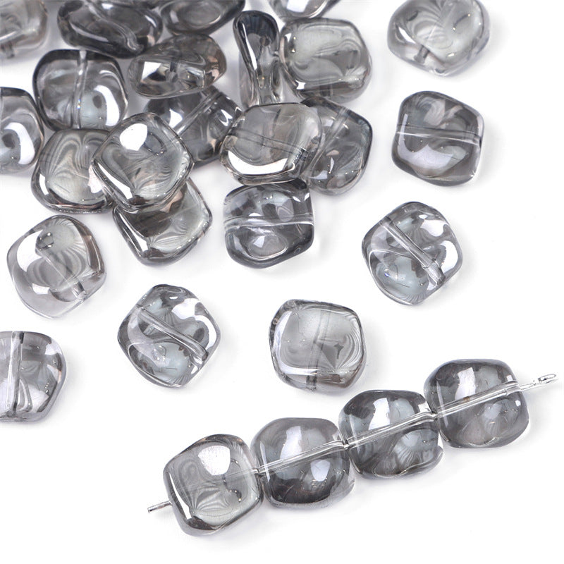 Glass color-plated oblique crystal beads antique diy handmade hairpin necklace material accessories cross-border a generation of hair